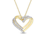 1/5 Carat (ctw) Diamond Heart Pendant Necklace in Yellow Plated Sterling Silver with Chain